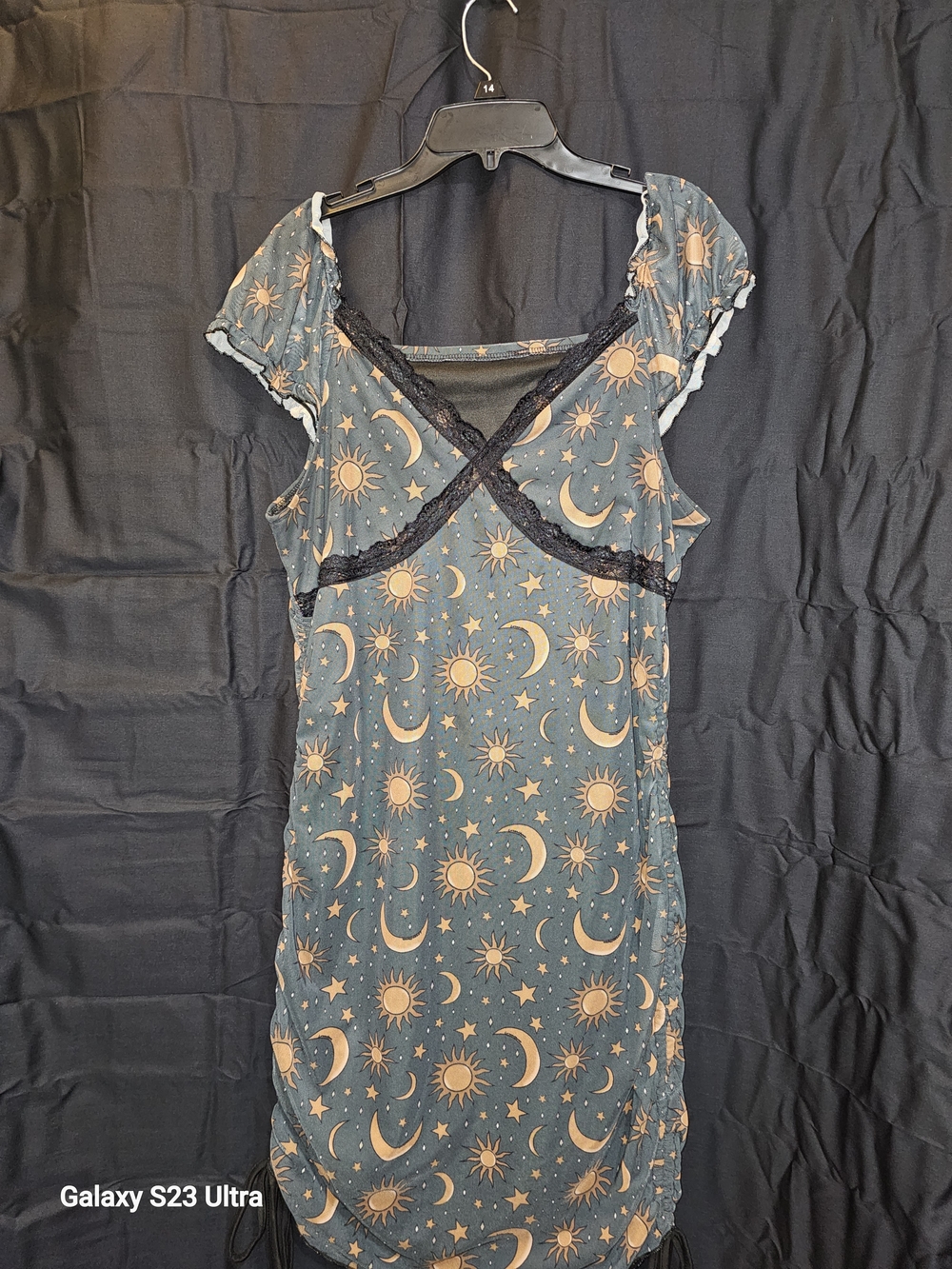 ROMWE Navy Dress with Gold Celestial Print